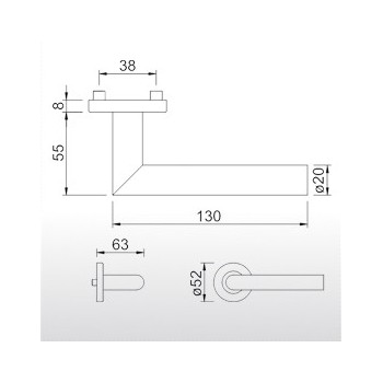 Handle without spindle DG 61.ER.RS.LT