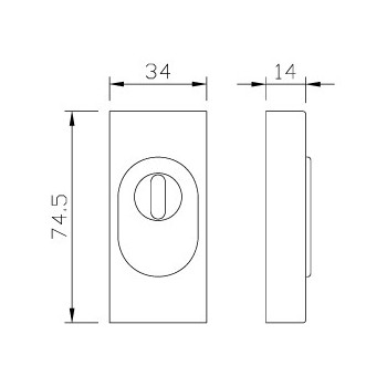 Rectangular slide-on rosette greenteQ ZA PZ 14 mm ER