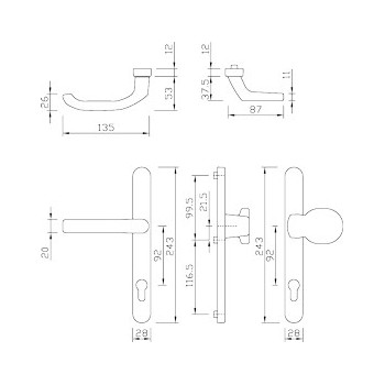 Drücker-G gQ DG28 PZ92 STAHL 216 055578+056214