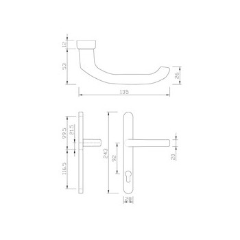 Drücker-SZ gQ DG28 PZ92 INNEN STAHL MAT 216