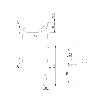 Handle-SZ gQ DG58 PZ92 EXT. STEEL MAT